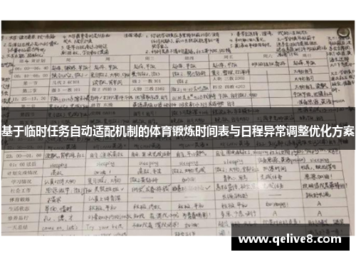 基于临时任务自动适配机制的体育锻炼时间表与日程异常调整优化方案